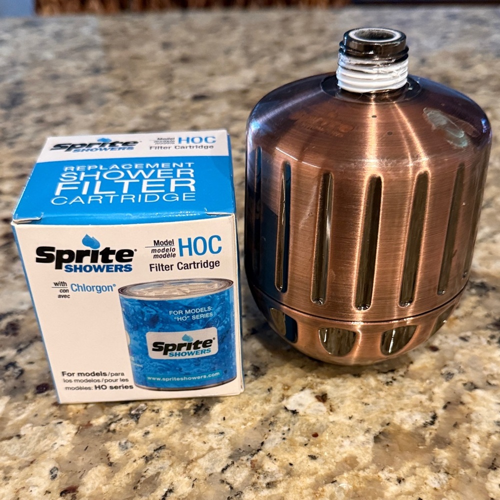 Sprite High Output2 Copper Chlorgon Shower Head Filter Attachment with new cart